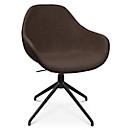 Fauteuil de conférence Topstar Sitness Life 2.0, pivotant/assis réglable en hauteur, accoudoirs, L 450 x P 460 x H 440-470 mm, piétement 4 branches, alu noir mat &amp; tissu, d.marron