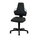Fauteuil de travail pivotant, roulettes, tissu noir, poignées grises