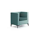 Fauteuil Leyform, L 720 x P 600 x H 730 mm, revêtement en tissu bicolore et bois multicouche, bleu pétrole foncé/bleu pétrole clair