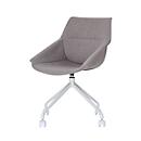 Fauteuil luge, jeu de 2, L 555 x P 580 x H 840 mm, pivotant sur 360°, roulettes, rembourré, polypropylène et acier peint, gris/blanc