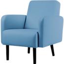 Fauteuil meet® by Paperflow LISBOA, revêtement en similicuir bleu résistant aux désinfectants, piétement noir, L 710 x P 815 x H 830 mm