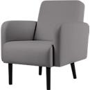 Fauteuil meet® by Paperflow LISBOA, revêtement en similicuir gris résistant aux désinfectants, piétement noir, L 710 x P 815 x H 830 mm