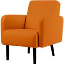 Fauteuil meet® by Paperflow LISBOA, revêtement en similicuir orange résistant aux désinfectants, piétement noir, L 710 x P 815 x H 830 mm