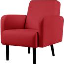 Fauteuil meet® by Paperflow LISBOA, revêtement en similicuir rouge résistant aux désinfectants, piétement noir, L 710 x P 815 x H 830 mm