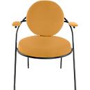 Fauteuil Meet by Paperflow Saturne, avec accoudoirs, L 700 x P 730 x H 880 mm, tube d'acier, similicuir, noir/safran