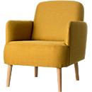 Fauteuil Paperflow Brooks, massief hout, retro design, gestoffeerd, polyester hoes, saffraan