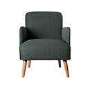 Fauteuil Paperflow Brooks, massief hout, retrodesign, gestoffeerd, polyester bekleding, antraciet