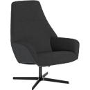 Fauteuil pivotant Barrique de Nowy Styl, avec accoudoirs, L 540 x P 515 x H 410 mm, revêtement en polyester/aluminium, gris foncé/noir