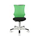 Fauteuil pivotant pour enfant S'neaker, sans accoudoirs, siège en auge, dossier en maille 3D, vert/noir/blanc