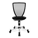 Fauteuil pivotant pour enfant Titan Junior, sans accoudoirs, assise galbée, dossier en filet, noir/argental