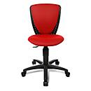 Fauteuil pivotant pour enfant Topstar High S'cool, sans accoudoirs, assise galbée, dossier en maille 3D, rouge/noir