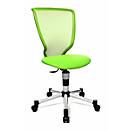 Fauteuil pivotant pour enfants Titan Junior, sans accoudoirs, assise galbée, dossier en filet, vert pomme/alu