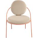 Fauteuil Saturne Meet by Paperflow - 1 zits - B 700 x D 730 x H 880 mm - stalen buis roze - fluweel ivoor