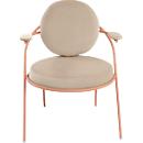 Fauteuil Saturne Meet by Paperflow - 1 zits - met armleuningen - B 700 x D 730 x H 880 mm - stalen buis roze - fluweel ivoor