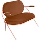 Fauteuil Saturne Meet by Paperflow - 2 zits - met armleuninigen - B 1180 x D 730 x H 880 mm - stalen buis roze - kunstleer roest - set van 2
