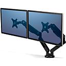 Fellowes Dual Monitorarm Platinum, für 2 Displays bis 32″ & bis 8 kg, schwenk- & neigbar, um 360° drehbar, 2 USB-Ports, Kabelmanagement, schwarz