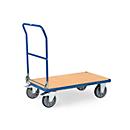 fetra® Chariot pliant, plateau en bois composite, 2 roues pivotantes et 2 fixes, 1000 x 600 mm