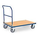 fetra® Chariot pliant, plateau en bois composite, 2 roues pivotantes et 2 fixes, 1200 x 800 mm