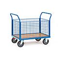 fetra Mesh Four-Wall Trolley, avec Total Stop, acier, bleu, L 1180 x L 609 x H 990 mm, jusqu'à 600 kg