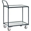 Fetra table roulante 2 plateaux, L 740 x l 480 mm, 200 kg, acier RAL 7016, roues en TPE avec frein, supérieures 80 kg