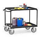 fetra Tischwagen „Grey Edition“, Stahl, anthrazitgrau, mit Wannen, 2 Etagen, L 1171 x B 700 x H 910 mm, bis 400 kg