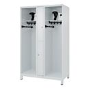 Feuerwehrspind C+P Evolo Maxi, 4 Abteile für 2 Personen, mit Helmhalter, mit Füßen, B 1200 x T 600 x H 1950 mm, RAL 7035 Lichtgrau