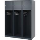 Feuerwehrspind C+P Evolo Youngster, 2 Abteile, ohne Helmhalter, Bodengleiter, B 1200 x T 500 x H 1530 mm, RAL 7016 Anthrazitgrau