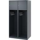 Feuerwehrspind C+P Evolo Youngster, 2 Abteile, ohne Helmhalter, Bodengleiter, B 800 x T 500 x H 1530 mm, RAL 7016 Anthrazitgrau