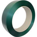 Feuillard en polyester PET, L 1200 m x l 18,5 mm, épaisseur 0,85 mm, Ø mandrin 406 mm, jusqu'à 642 kg, 100 % matériau recyclé, vert, gaufré