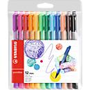 Feutres pointMax Stabilo, 12 coloris, épaisseur de trait 0,8 mm, dans un étui