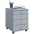 File cabinet on castors, 4 drawers with knob, W 420 x D 500 x H 570 mm, chipboard, grey