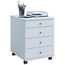 File cabinet on castors, 4 drawers with knob, W 420 x D 500 x H 570 mm, chipboard, white