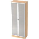 Filing cabinet with glass doors ULM, 5 AA, W 800 x D 420 x H 2004 mm, maple finish