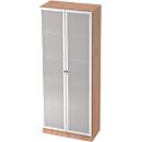 Filing cabinet with glass doors ULM, 5 AA, W 800 x D 420 x H 2004 mm, walnut finish