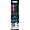 Fineliner FABER-CASTELL Grip, lijndikte 0,4 mm, ergonomische gripzone, voor rechts- &amp; linkshandigen, afwasbaar, geassorteerde kleuren, 5 stuks in kartonnen doos