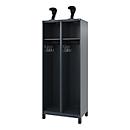Fire department locker C+P Evolo EXPERT, 2 compartments, W 800 x D 500 x H 1850 mm, RAL 7016 anthracite gray/RAL 7021 black gray
