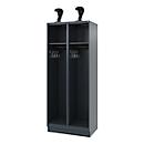 Fire department locker C+P Evolo EXPERT, 2 compartments, with plinth, W 800 x D 500 x H 1950 mm, RAL 7016 anthracite gray/RAL 7016 anthracite gray