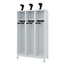 Firefighter locker C+P Evolo EXPERT, 3 compartments, W 1200 x D 500 x H 1850 mm, RAL 7035 light gray/RAL 7035 light gray