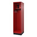 Firefighter locker C+P Evolo Flexo, 1 compartment, helmet holder, with base, W 500 x D 600 x H 1950 mm, RAL 3000 fire red/RAL 7021 black gray