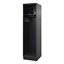 Firefighter locker C+P Evolo Flexo, 1 compartment, helmet holder, with base, W 500 x D 600 x H 1950 mm, RAL 7016 anthracite gray/RAL 7021 black gray