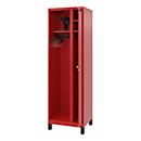 Firefighter locker C+P Evolo Kombi, 2 compartments for 1 person, with helmet holder, feet, W 600 x D 500 x H 1950 mm, RAL 3000 fire red/RAL 7021 black-grey