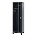 Firefighter locker C+P Evolo Kombi, 2 compartments for 1 person, with helmet holder, feet, W 600 x D 500 x H 1950 mm, RAL 7016 anthracite gray/RAL 7021 black gray