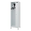 Firefighter locker C+P Evolo Kombi, 2 compartments for 1 person, with helmet holder, feet, W 600 x D 500 x H 1950 mm, RAL 7035 light gray