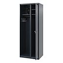 Firefighter locker C+P Evolo Kombi, 2 compartments for 1 person, with helmet holder, floor gliders, W 700 x D 500 x H 1850 mm, RAL 7016 anthracite gray