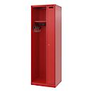 Firefighter locker C+P Evolo Kombi, 2 compartments for 1 person, without helmet holder, floor gliders, W 600 x D 500 x H 1850 mm, RAL 3000 fire red