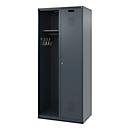 Firefighter locker C+P Evolo Kombi, 2 compartments for 1 person, without helmet holder, floor gliders, W 800 x D 500 x H 1850 mm, RAL 7016 anthracite gray