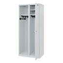 Firefighter locker C+P Evolo Kombi, 2 compartments for 1 person, without helmet holder, floor gliders, W 800 x D 500 x H 1850 mm, RAL 7035 light gray