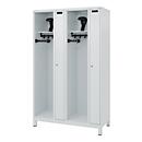 Firefighter locker C+P Evolo Kombi, 4 compartments for 2 people, with helmet holder, feet, W 1200 x D 500 x H 1950 mm, RAL 7035 light gray
