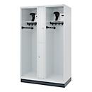 Firefighter locker C+P Evolo Maxi, 4 compartments for 2 people, with helmet holder, with base, W 1200 x D 600 x H 1950 mm, RAL 7035 light gray/RAL 7016 anthracite gray