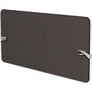 Flex akoestische achterwand, 40 mm dik, met adapter, geluidsabsorberend, modulair uitbreidbaar, tafelbevestiging, B 1800 x H 600 mm, donkergrijs